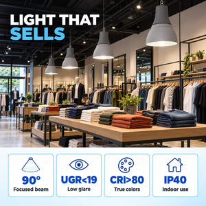 Campana LED comercial CCT -  (25W / 40W /60W / 80W) - Difusor aluminio - UGR19 - Driver Lifud 0-10V (4)