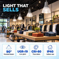 LED-Hallenstrahler CCT - kommerziell - (25W / 40W / 60W / 80W) - Polycarbonat Diffusor - UGR19 - Treiber Lifud 5