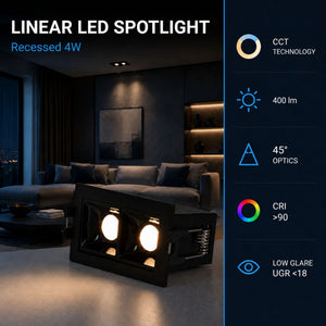 Foco lineal LED empotrable 4W - CCT - UGR18 - CRI90 - IP20 (25)
