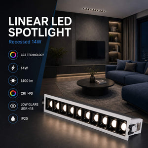 Foco lineal LED empotrable 14W - CCT - UGR18 - CRI90 - IP20 (6)