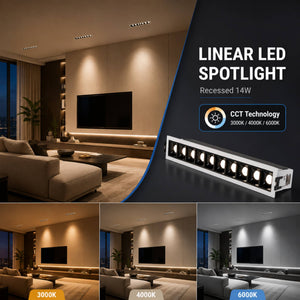 Foco lineal LED empotrable 14W - CCT - UGR18 - CRI90 - IP20 (9)