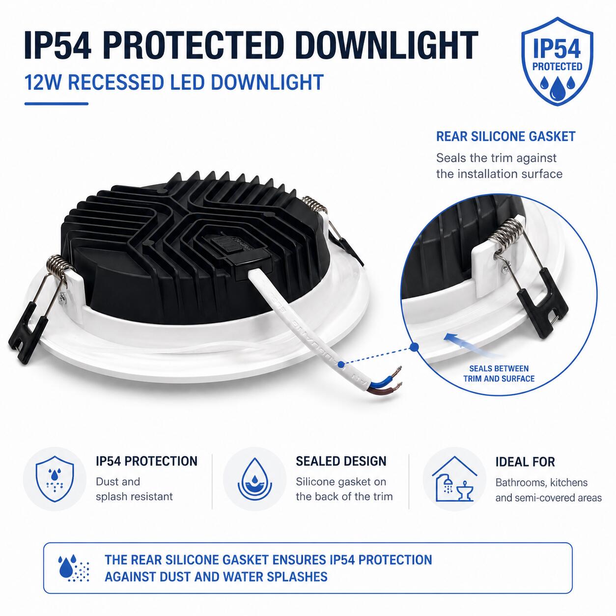 Downlight LED circular empotrable - CCT - 12W - Corte Ø 120 mm - IP54 (6)