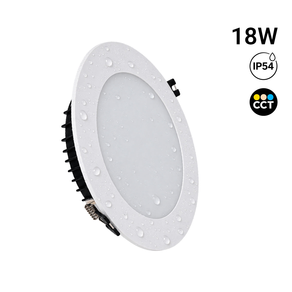 Downlight LED circular empotrable - CCT - 18W - Corte Ø 150 mm - IP54