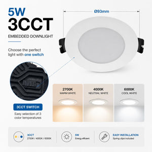 Downlight LED circular empotrable - CCT - 5W - Corte Ø 75 mm - IP54 (3)