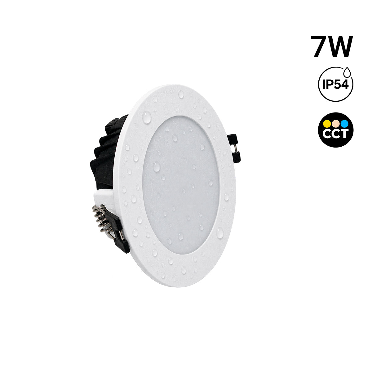 Downlight LED circular empotrable - CCT - 7W - Corte Ø 95 mm - IP54