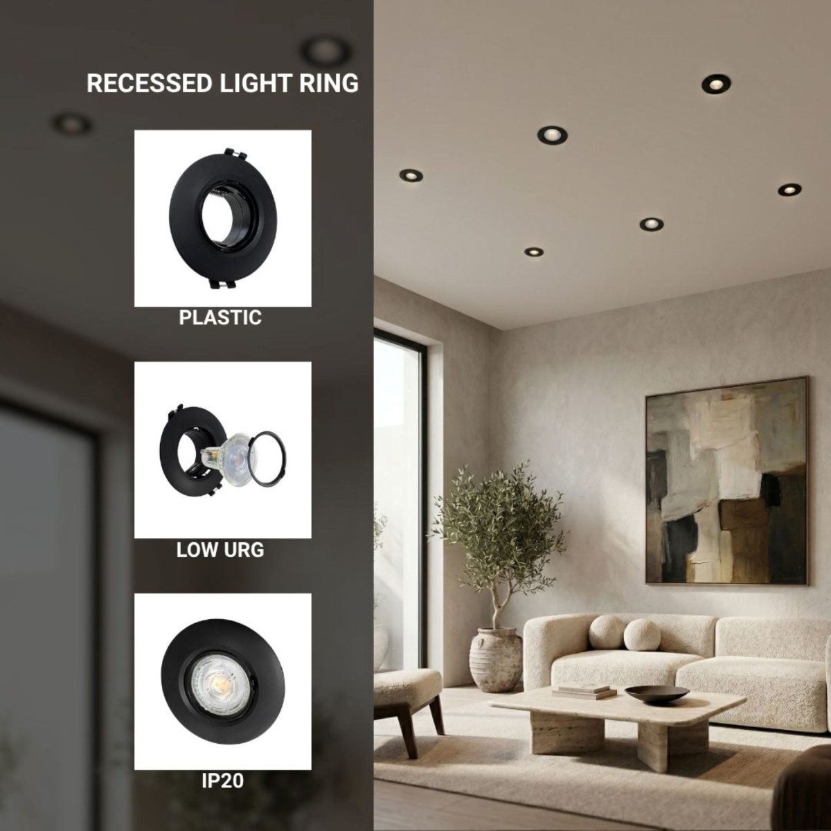 Aro downlight circular para bombilla GU10 / MR16 - Bajo UGR - Corte Ø60 mm - Barcelona Led-Accesorios