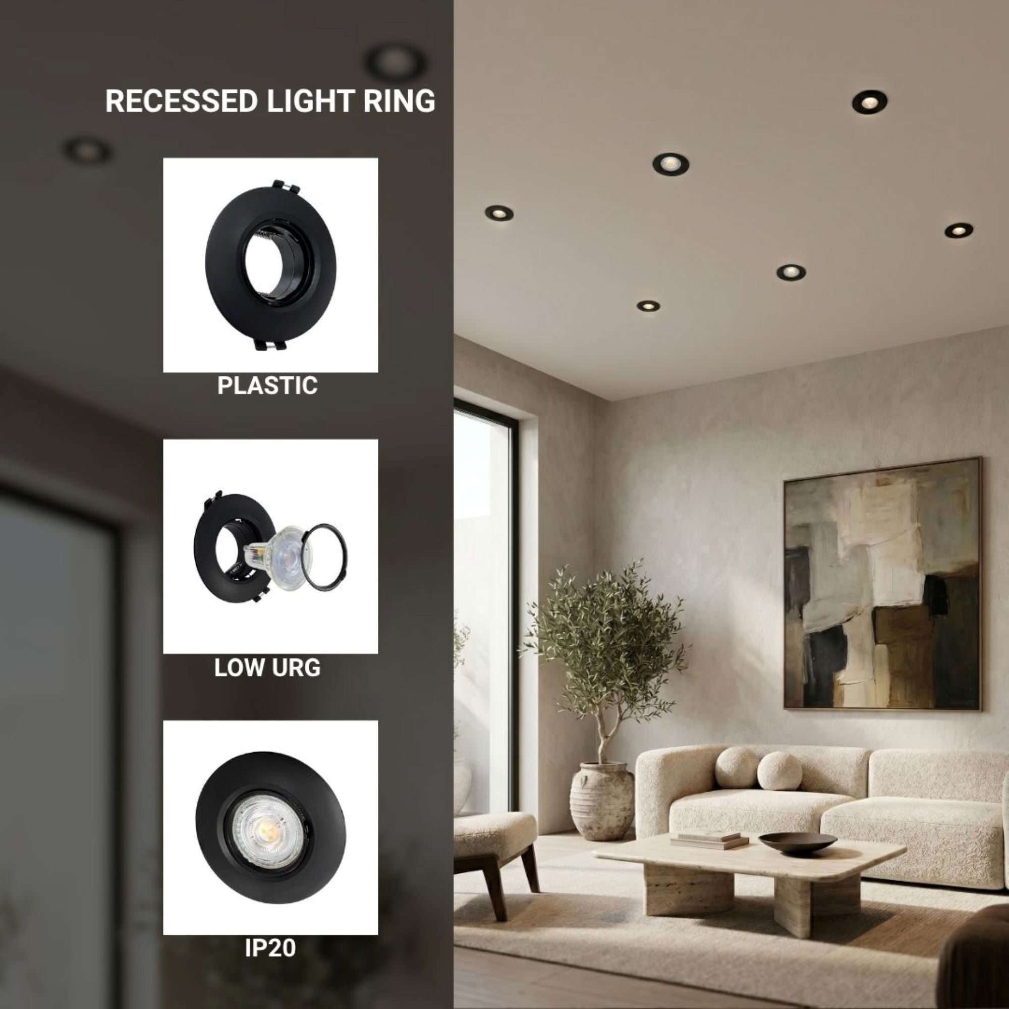 Aro downlight circular para bombilla GU10 / MR16 - Bajo UGR - Corte Ø60 mm (18)