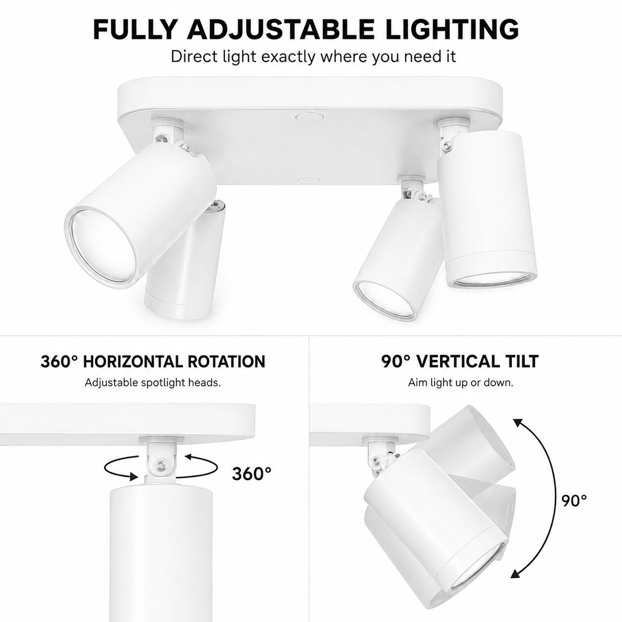 Aplique de techo cuadrado orientable - 4 x GU10 - Bajo UGR (14)