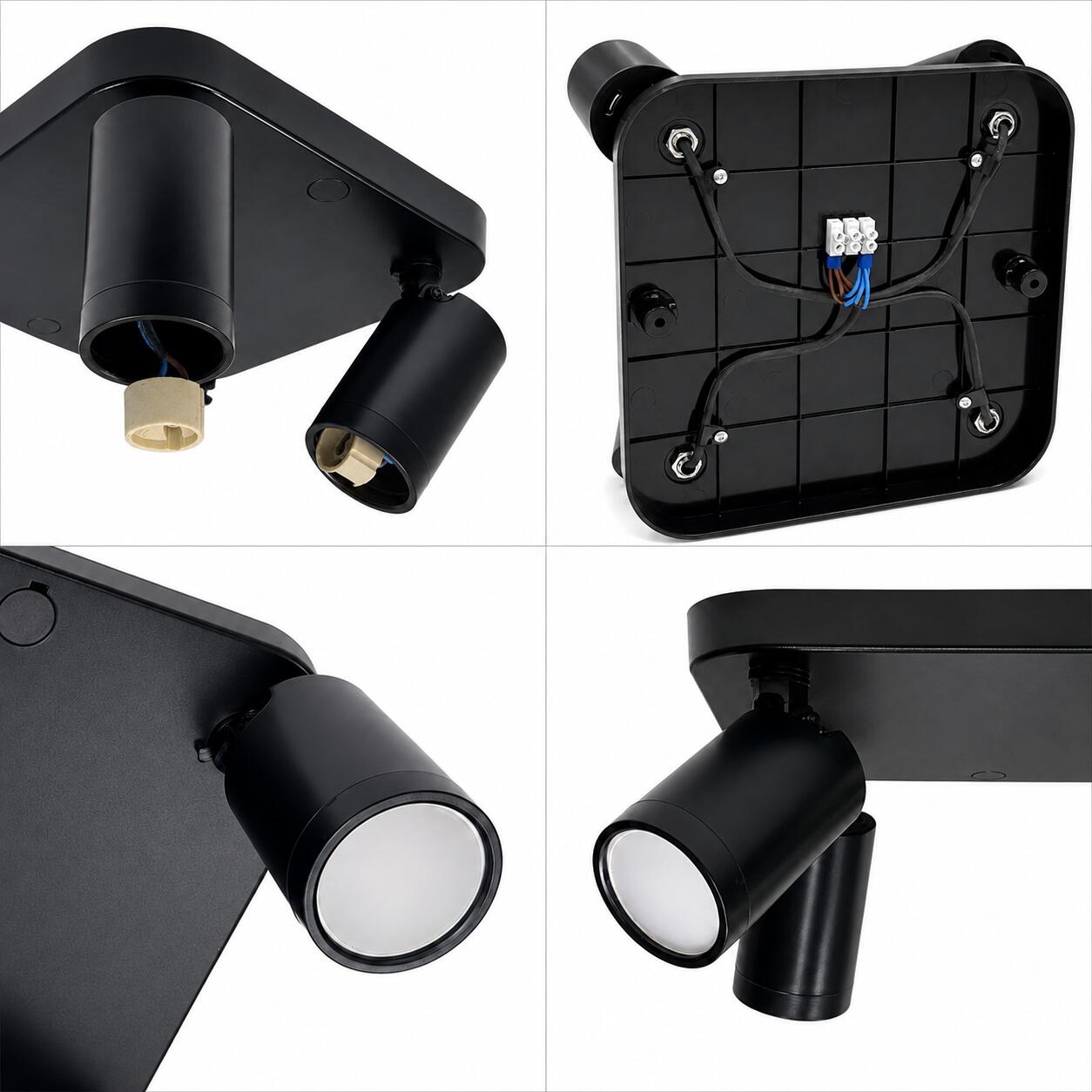 Aplique de techo cuadrado orientable - 4 x GU10 - Bajo UGR (8)