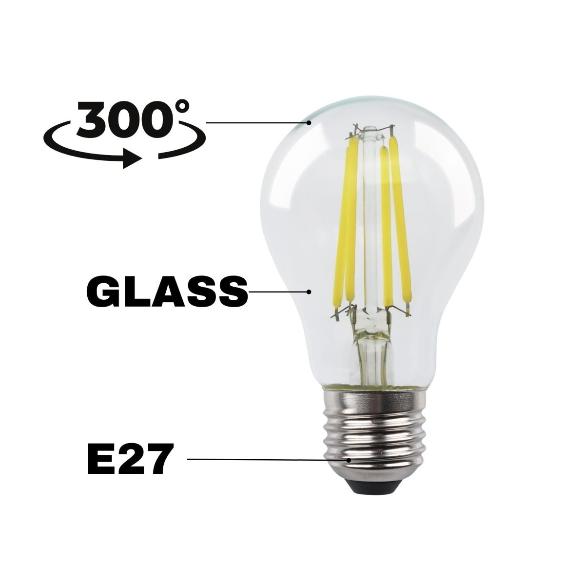 Bombilla LED filamento E27 A60 - 5W - Transparente - Barcelona Led-