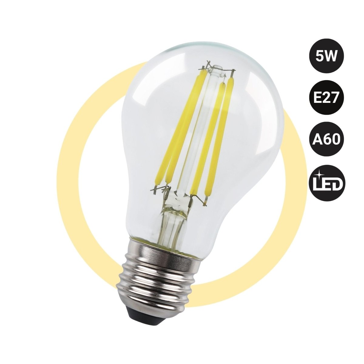 Bombilla LED filamento E27 A60 - 5W - Transparente - Barcelona Led-