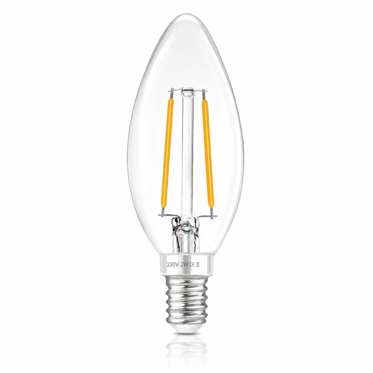 Bombilla LED filamento Vela - E14 C35 - 2W - 3000K - Transparente | Iluminación | Barcelona Led
