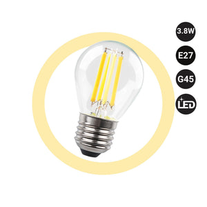 Bombilla LED filamento esférica - E27 G45 - 3.8W - Transparente (1)