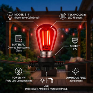 Bombilla LED Filamento - S14 E27 - 4W - Cristal de colores (12)