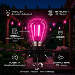 Bombilla LED Filamento - S14 E27 - 4W - Cristal de colores (19)