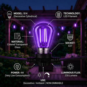 Bombilla LED Filamento - S14 E27 - 4W - Cristal de colores (28)