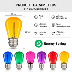 Bombilla LED Filamento - S14 E27 - 1W - Cristal de colores (4)