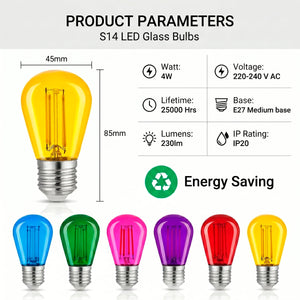 Bombilla LED Filamento - S14 E27 - 4W - Cristal de colores (5)