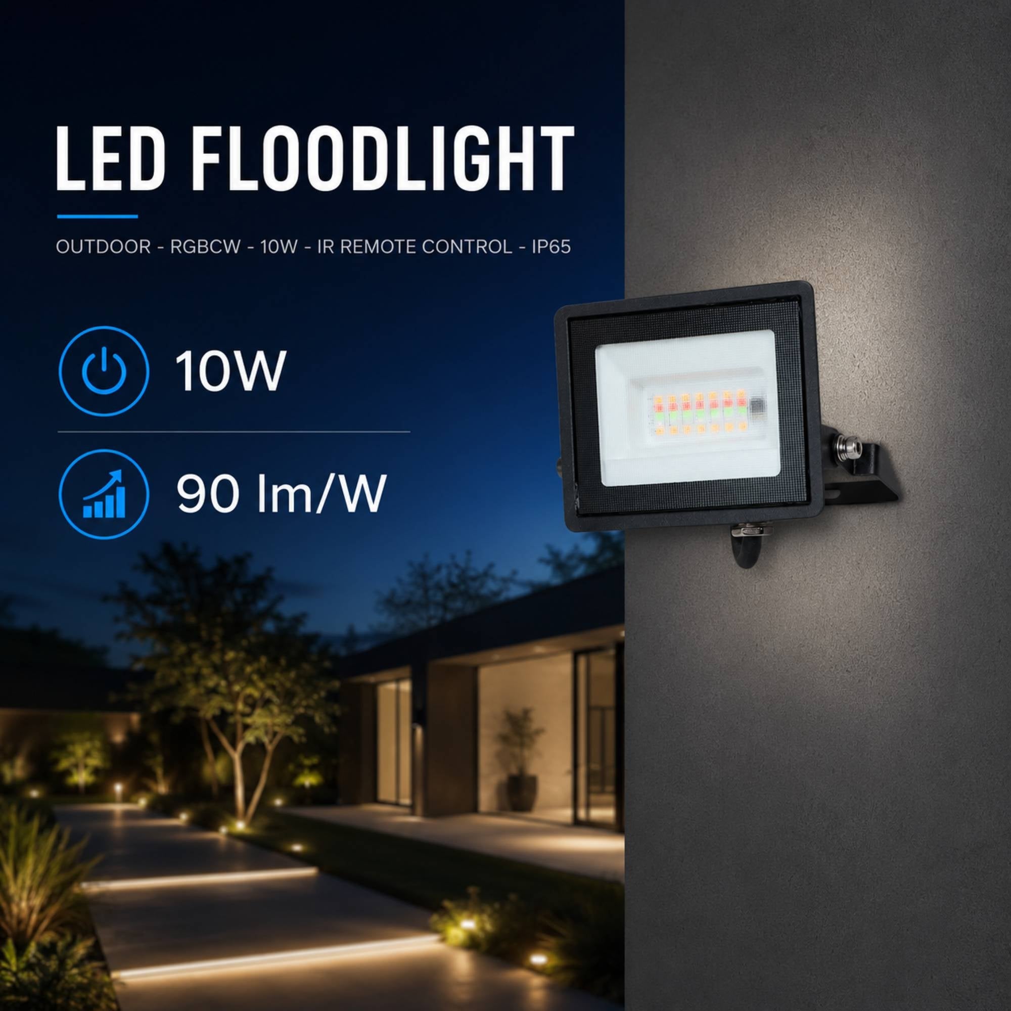Proyector LED de exterior - RGBCW - 10W - mando a distancia IR - IP65 (6)
