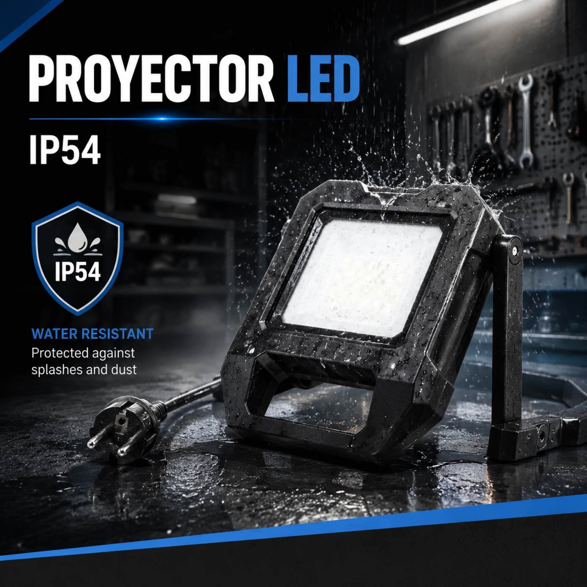 Reflector LED portátil de trabajo con cable y soporte - 50W - 6500K - IP54 (5)