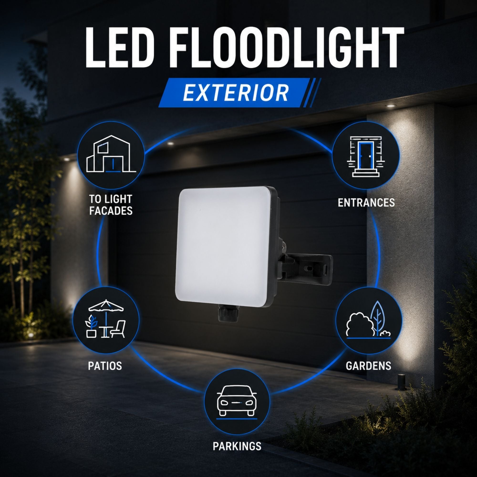Proyector LED de exterior - 10W - 100 lm/W - Sensor Series - Negro - IP65 (9)