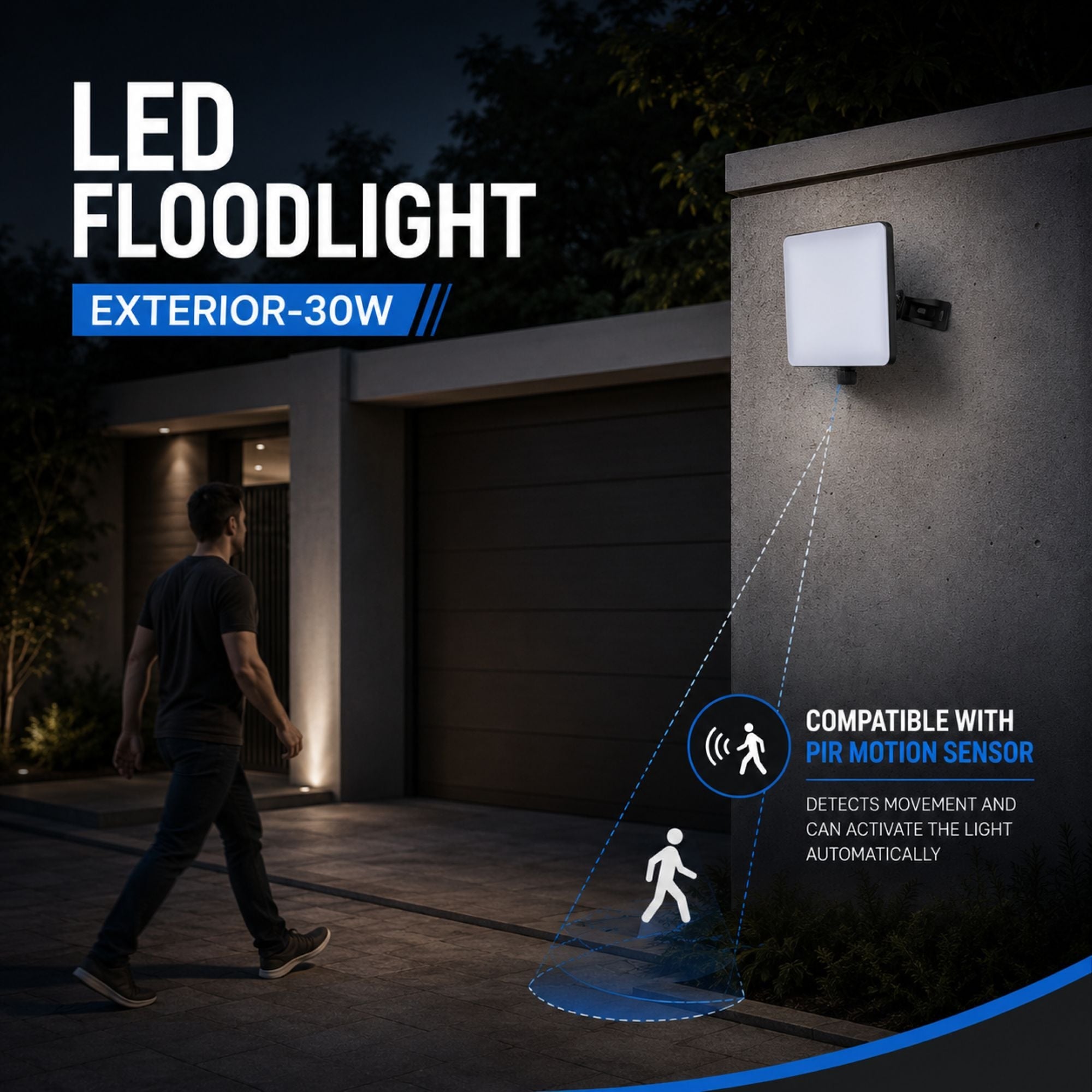 Proyector LED de exterior - 30W - 100 lm/W - Sensor Series - Negro - IP65 (2)