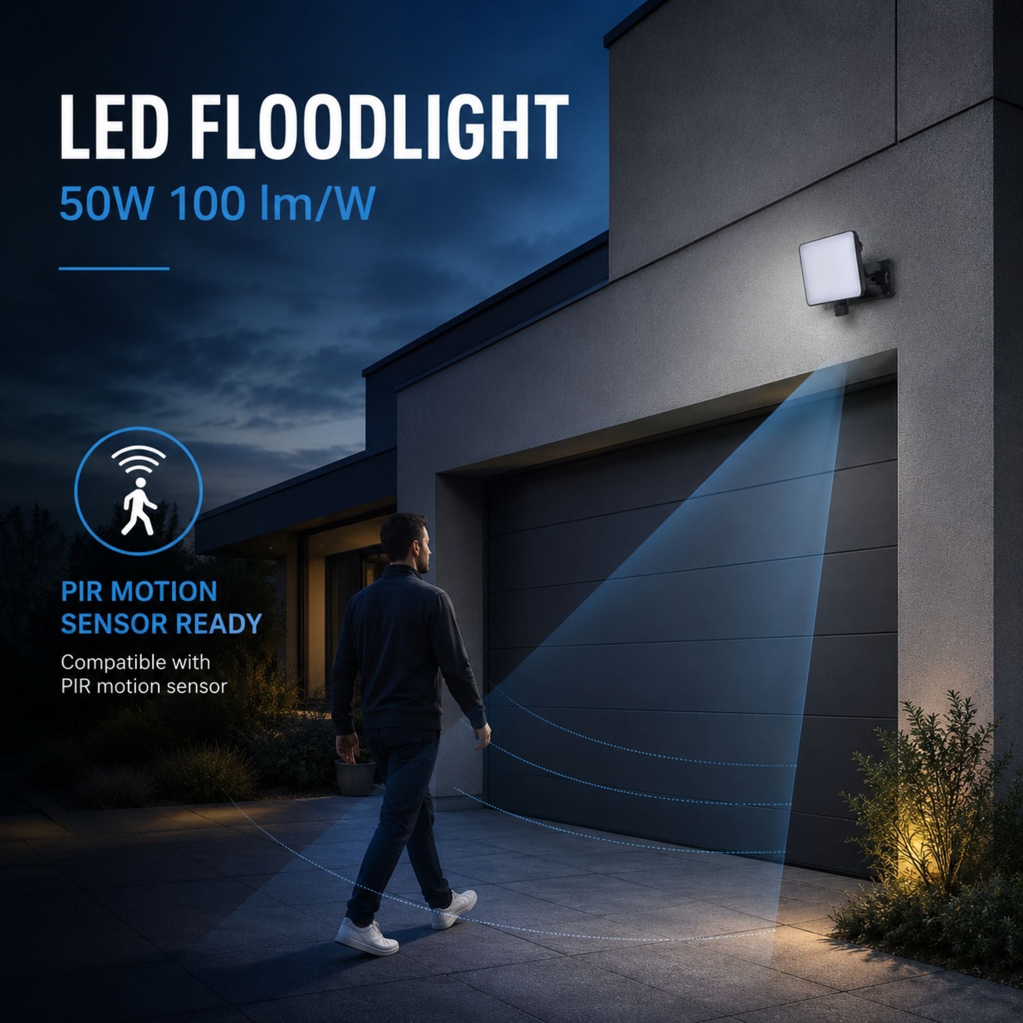 Proyector LED de exterior - 50W - 100 lm/W - Sensor Series - Negro - IP65 (4)