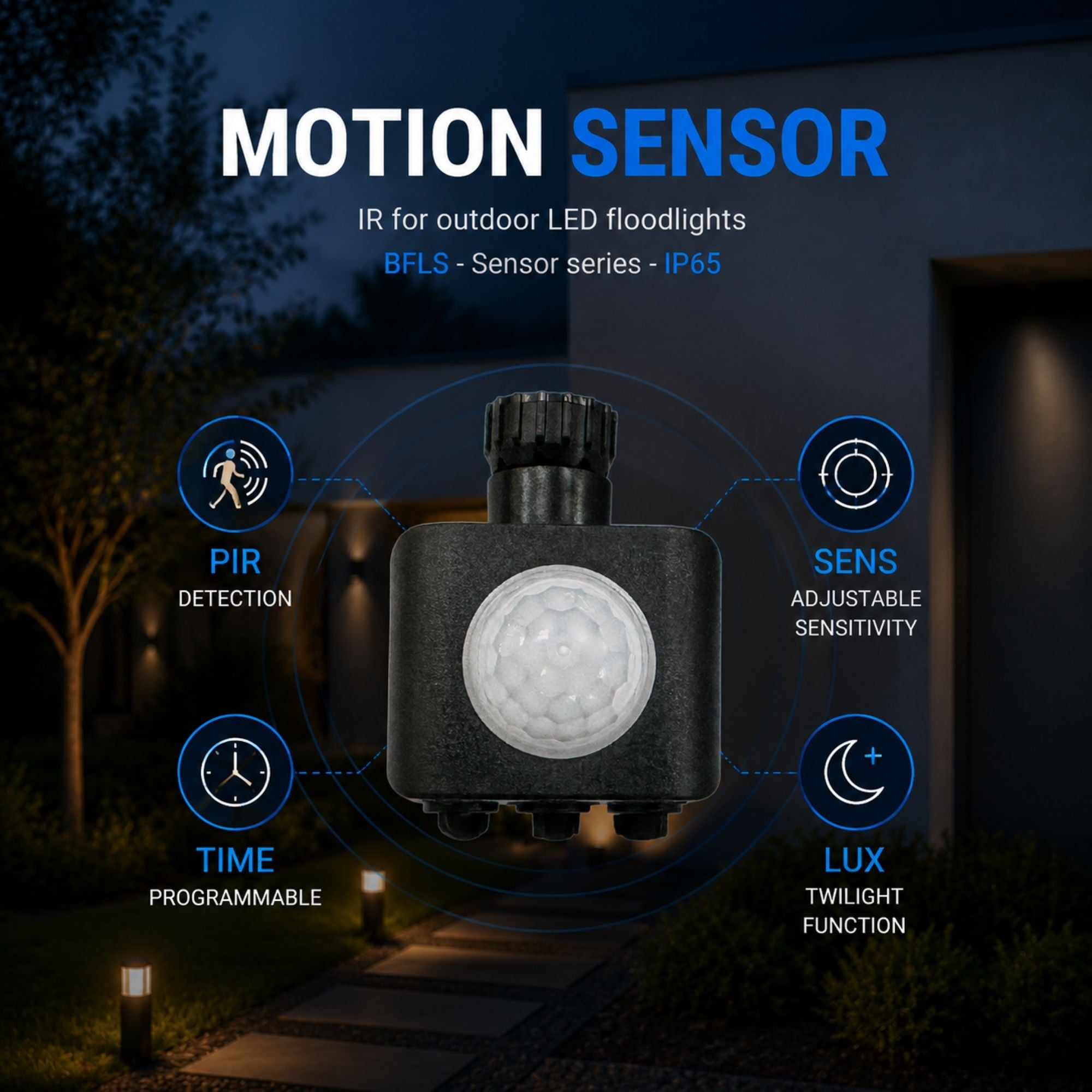 Sensor de movimiento PIR para proyectores LED de exterior BFLS - Sensor series - IP65 (5)
