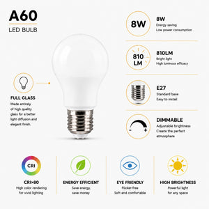 Bombilla LED decorativa "Milky" - Regulable - E27 A60 - 8W - 3000K - 810lm (4)