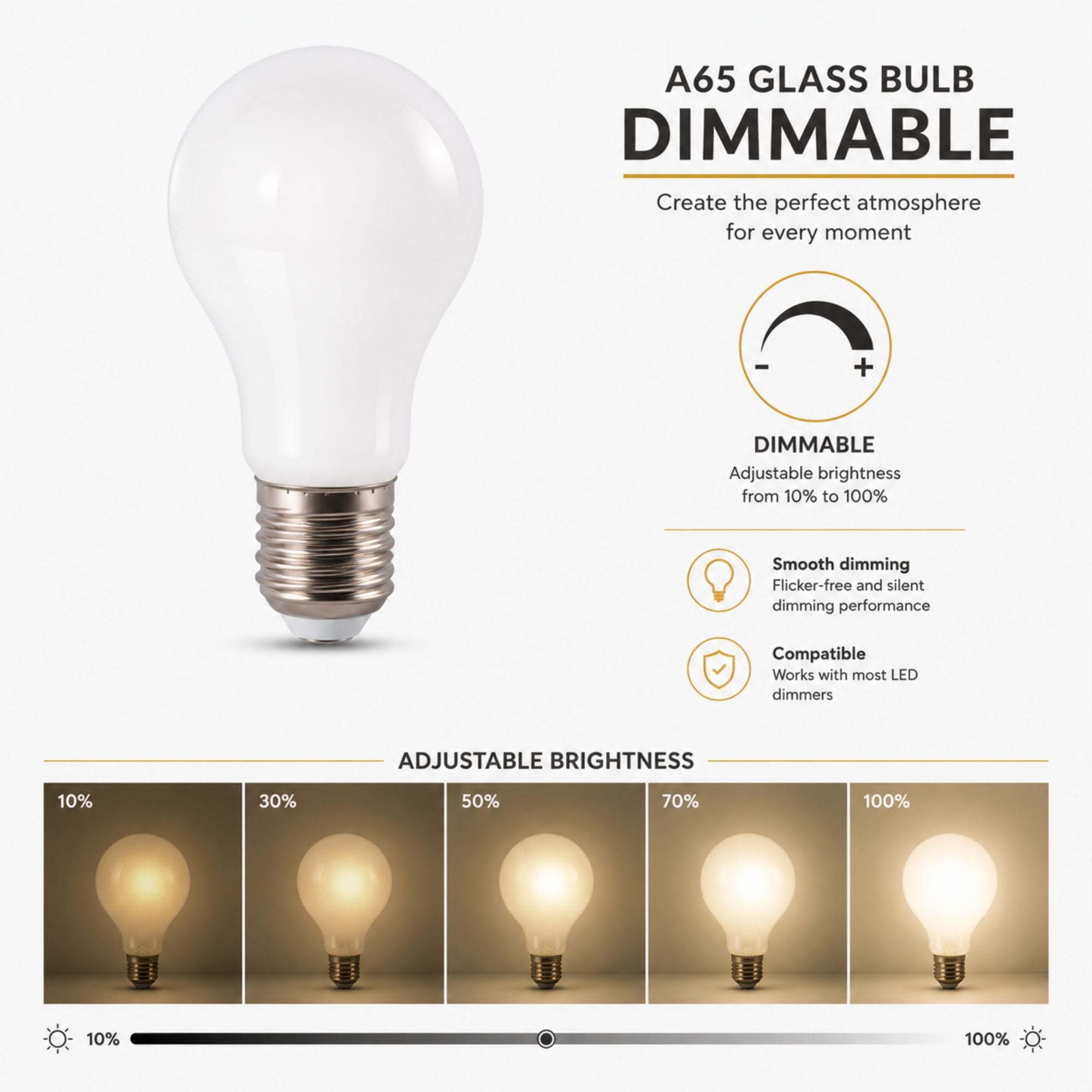 Bombilla LED decorativa "Milky" - Regulable - E27 A65 - 10W - 3000K - 1200lm (2)