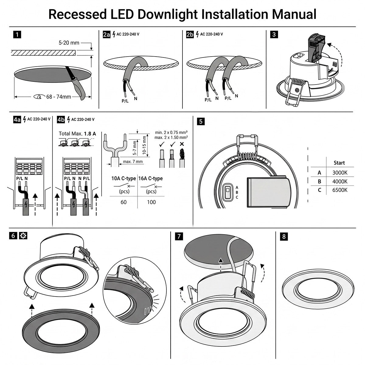 Downlight LED "Avalor" basculante - TRIAC dimmable - 5.5W - CCT - Corte Ø 70mm - IP44 (19)