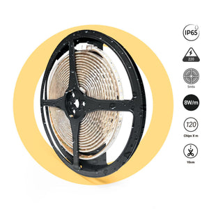Tira LED 220V AC - Monocolor - 8W/m - 10mm - IP65 - 5 metros - 120ch/m (23)