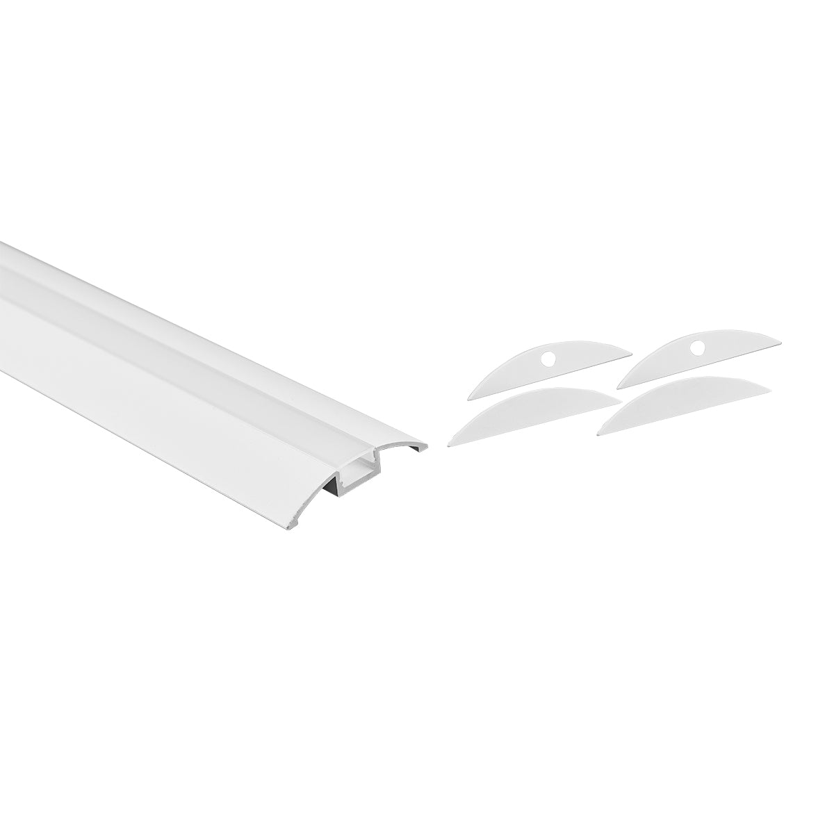 Perfil de aluminio para tira LED - Media luna - Kit completo - 58x9mm - 2 metros (1)