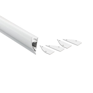 Perfil de aluminio para tira LED - Bañador de pared - Kit completo - 18x44mm - 2 metros (1)