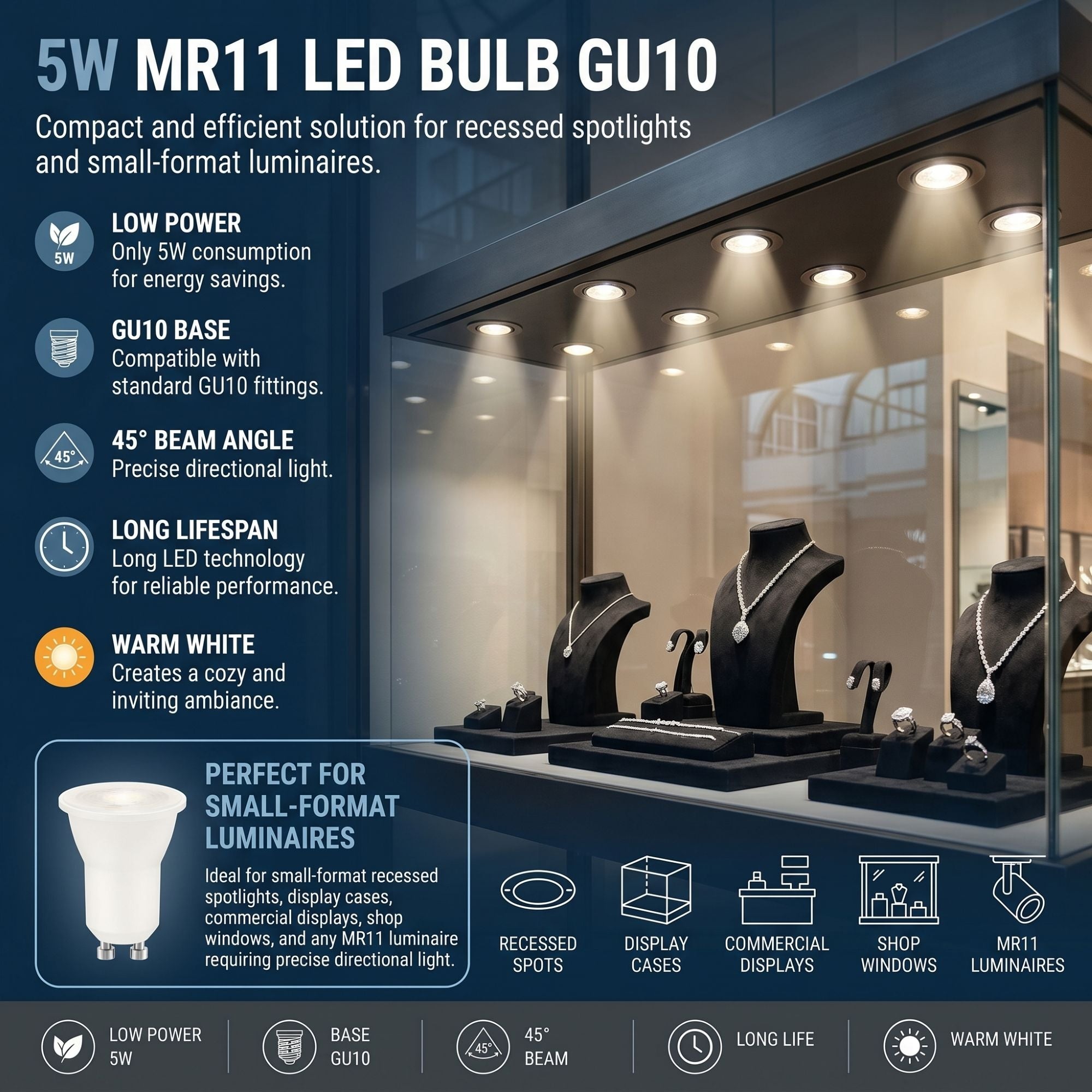 Mini Bombilla LED - MR11 GU10 - 5W - 45º (7)
