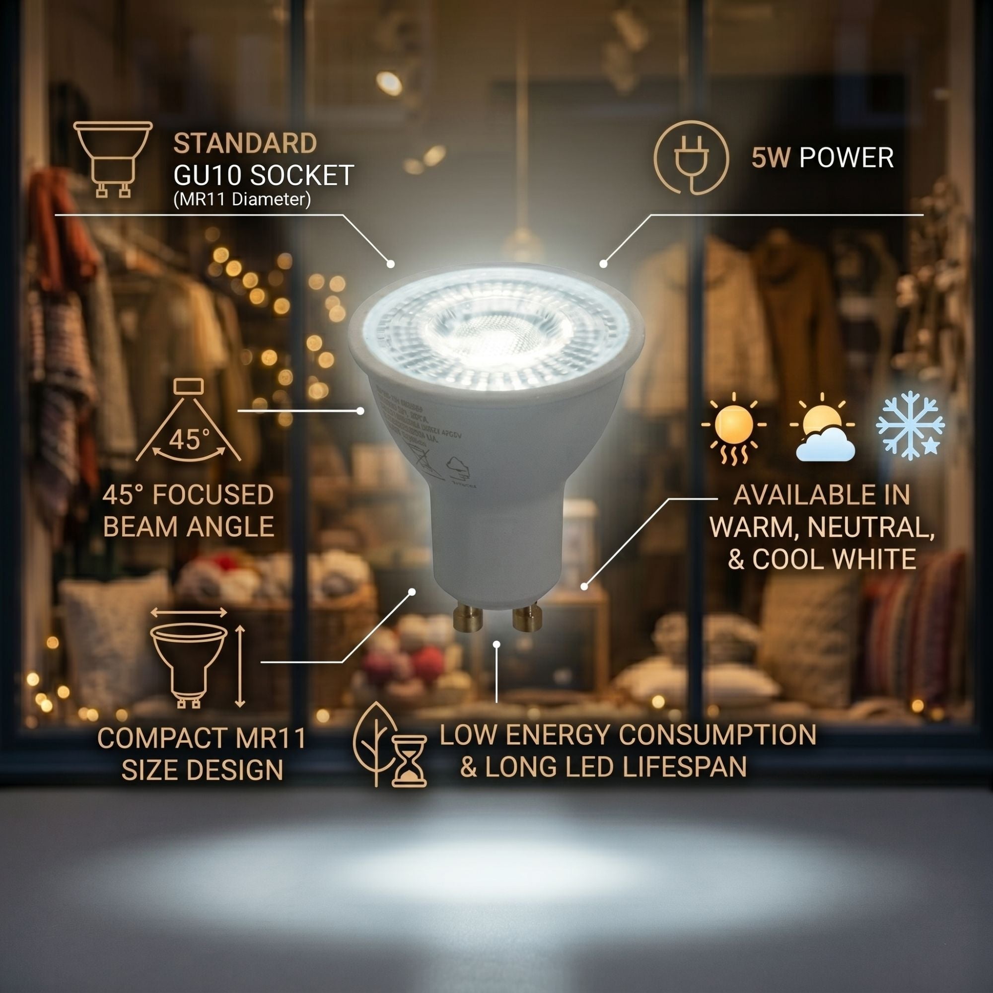 Mini Bombilla LED - MR11 GU10 - 5W - 45º (16)