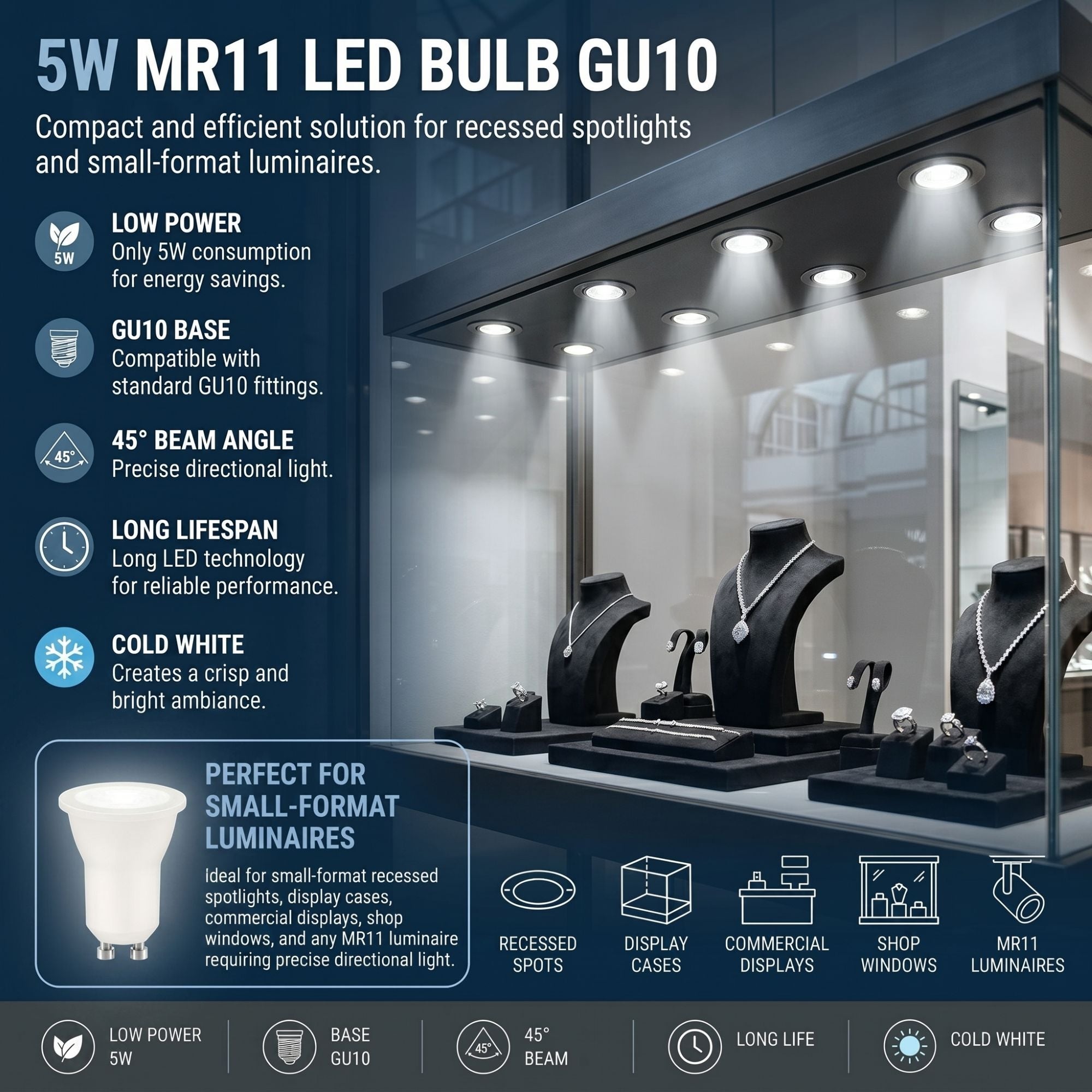 Mini Bombilla LED - MR11 GU10 - 5W - 45º (17)