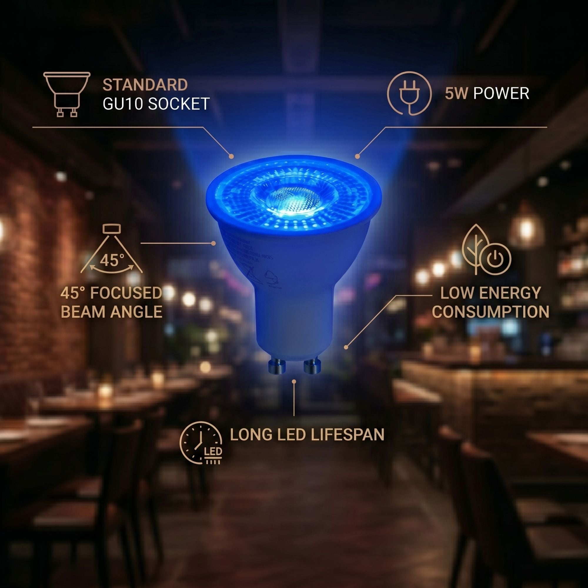 Bombilla LED de colores - GU10 - 5W - 45º (23)