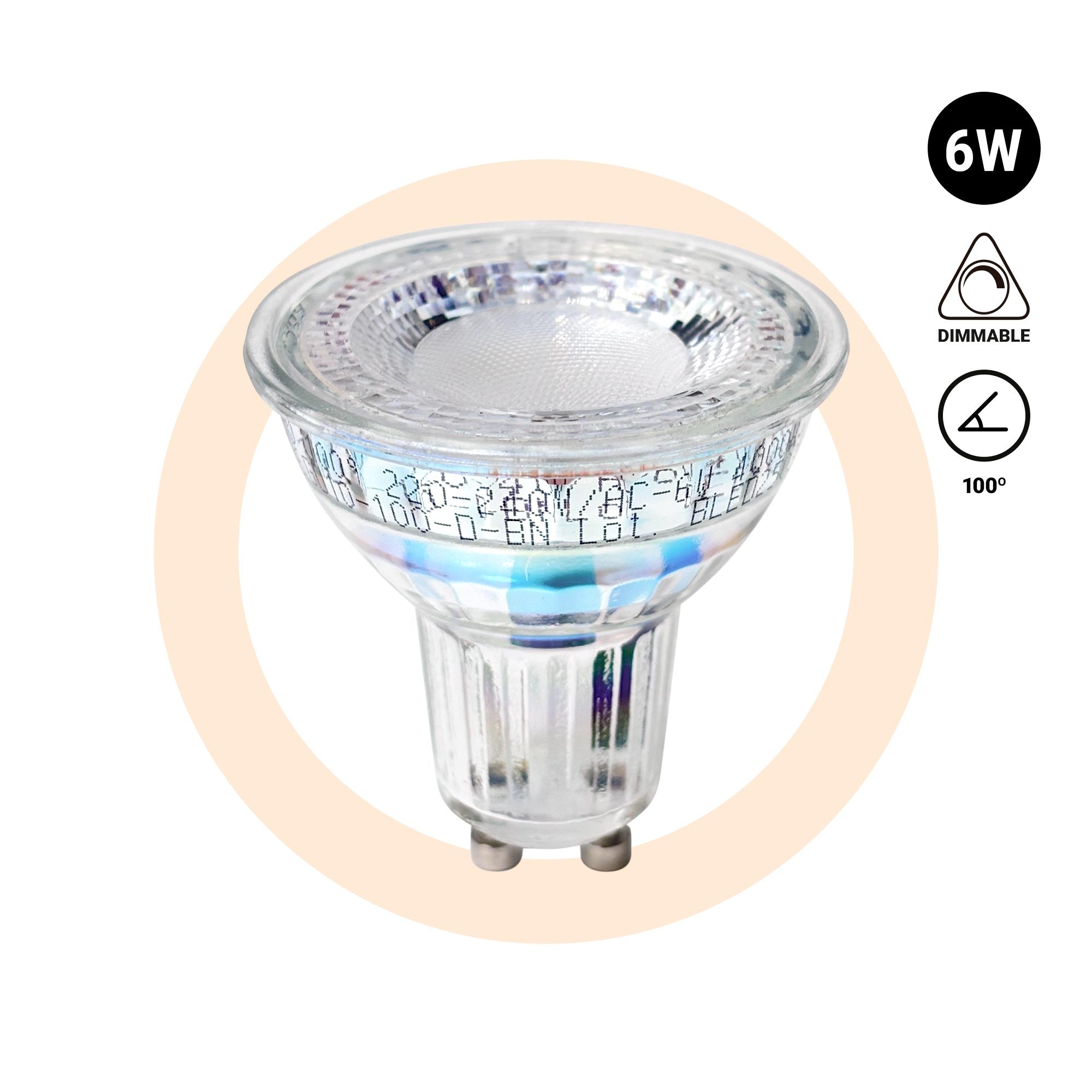 Bombilla LED GU10 PAR16 - 6W - Intensidad regulable - 700lm - 100° (1)