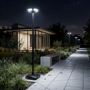 Farola Solar LED 150W con Base Rellenable de Agua o Arena | 6500K IP54 · Mando y Sensor PIR (1)