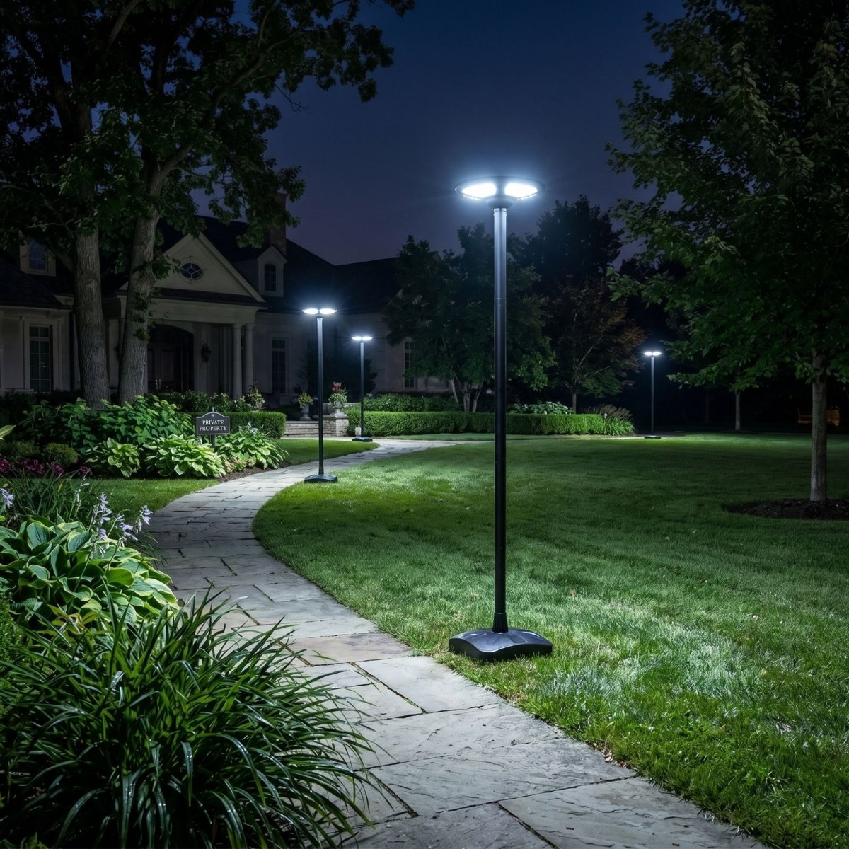 Farola Solar LED 150W con Base Rellenable de Agua o Arena | 6500K IP54 · Mando y Sensor PIR - Barcelona Led-Iluminación