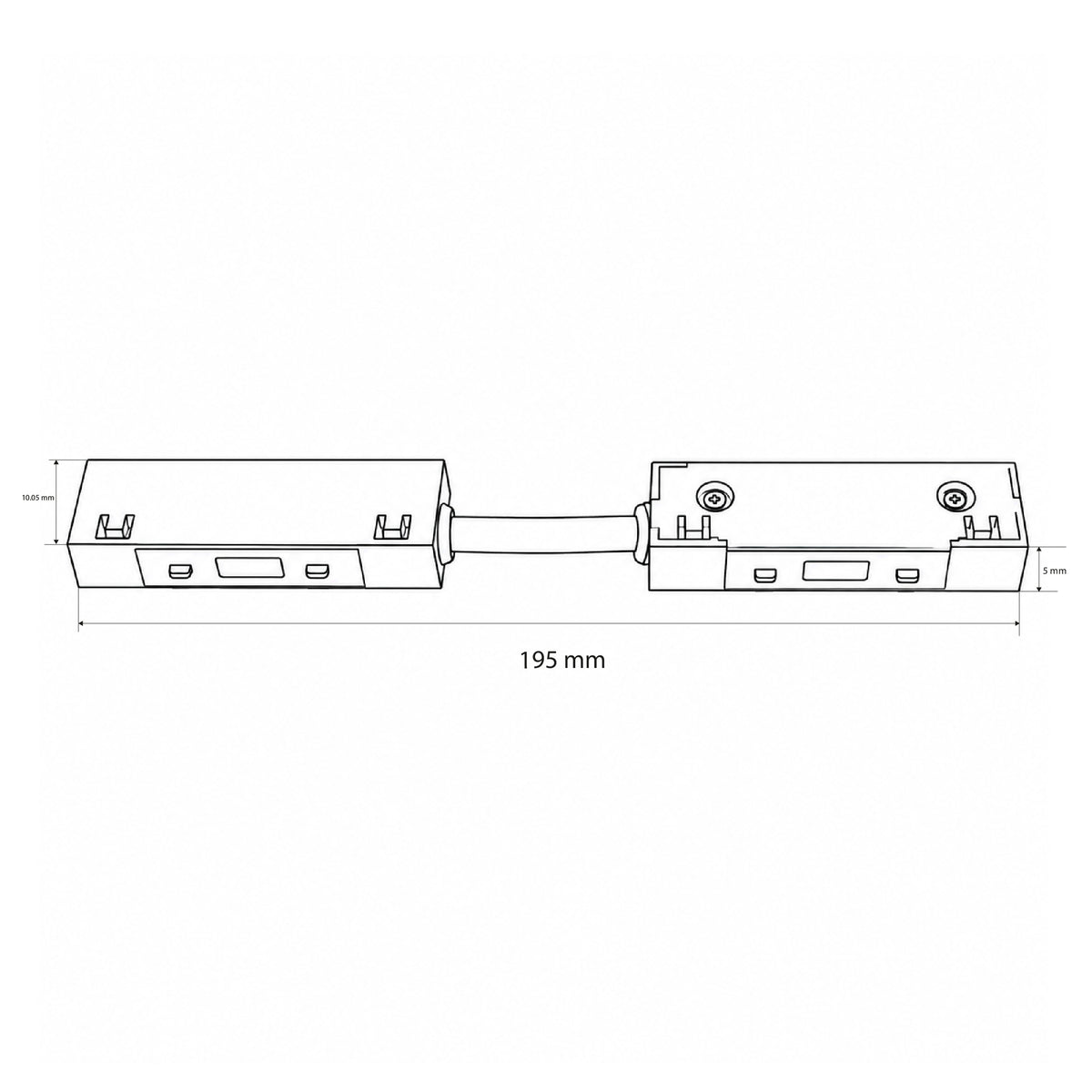 Conector con cable para carril magnético - 10 mm - 48V - Conexión recta o curva (10)