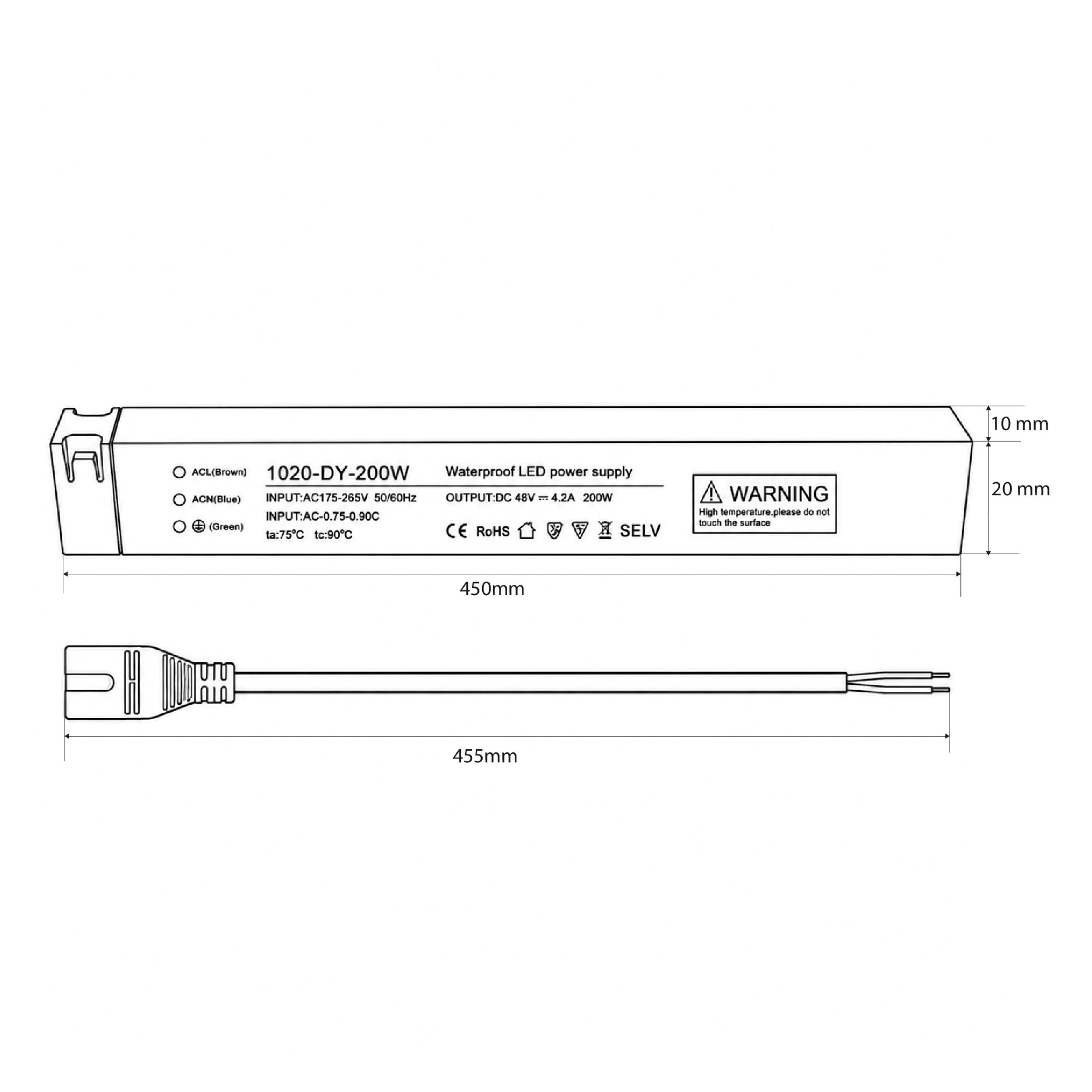 Fuente de alimentación para carril magnético - 10mm - 200W - 48V (6)
