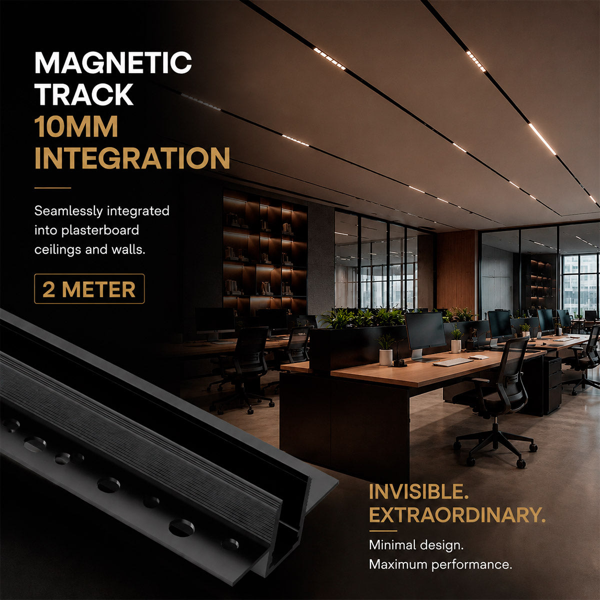 Carril magnético de integración/trimless - 10mm - 2 metros (2)