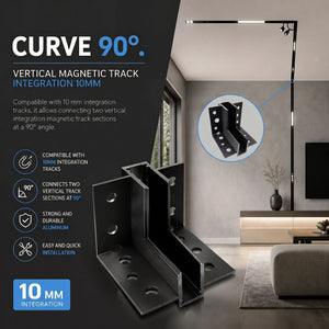Curva 90 grados vertical para carril magnético de integración/trimless - 10mm (3)