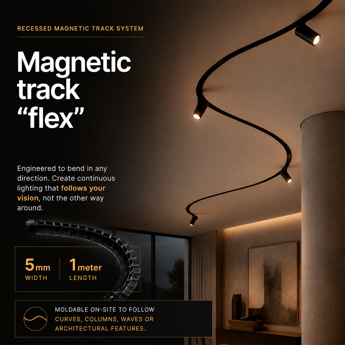 Carril magnético de integración/trimless "flex" - 5mm - 1 metro (2)