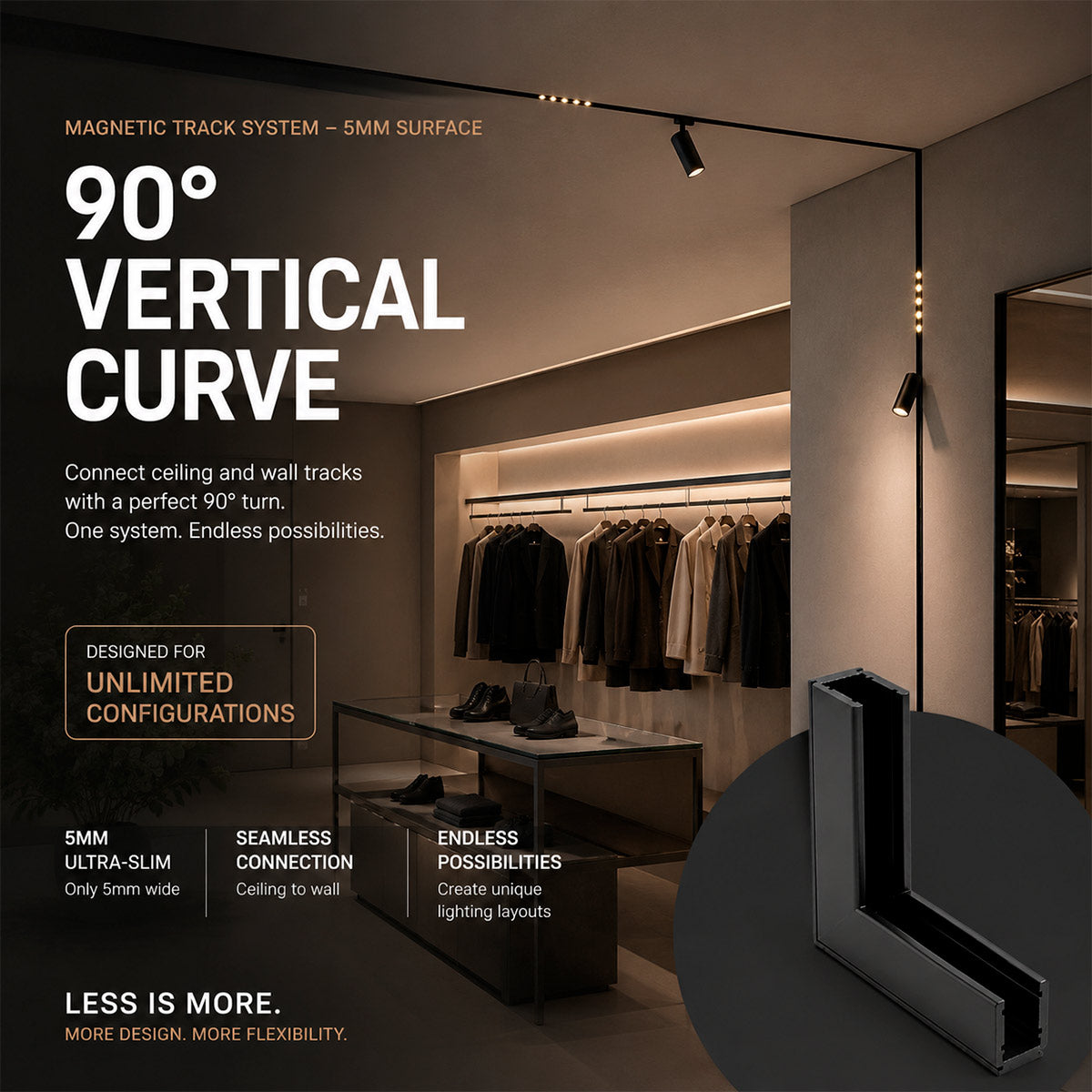 Curva 90 grados vertical para carril magnético de superficie - 5mm (2)