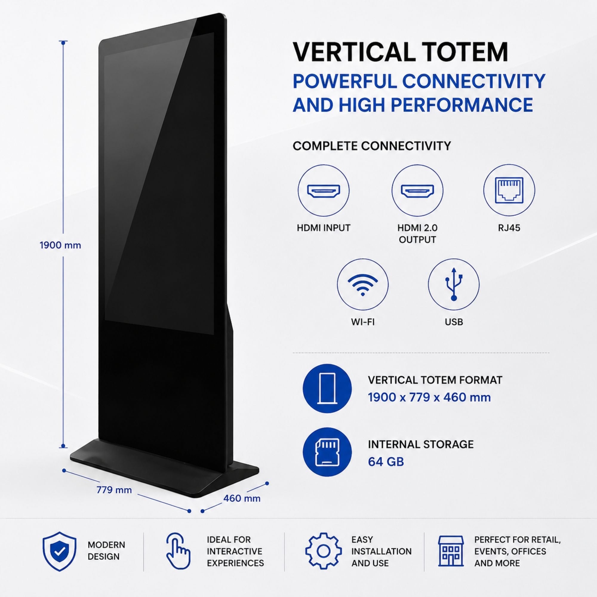 Tótem Publicitario Digital Táctil 55" Full HD - Android 13 - Cartelería Vertical Interior (8)