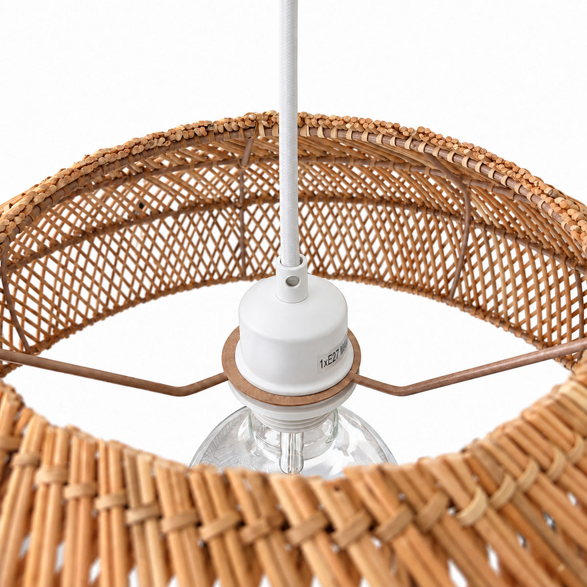 Lámpara colgante de ratán "TULIA" con interruptor y enchufe - E27 - Ø50 cm (14)