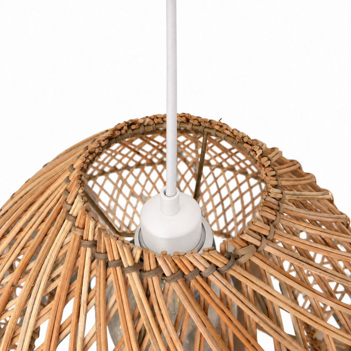 Lámpara colgante de ratán "SIENA" con interruptor y enchufe - E27 - Ø40 cm (12)